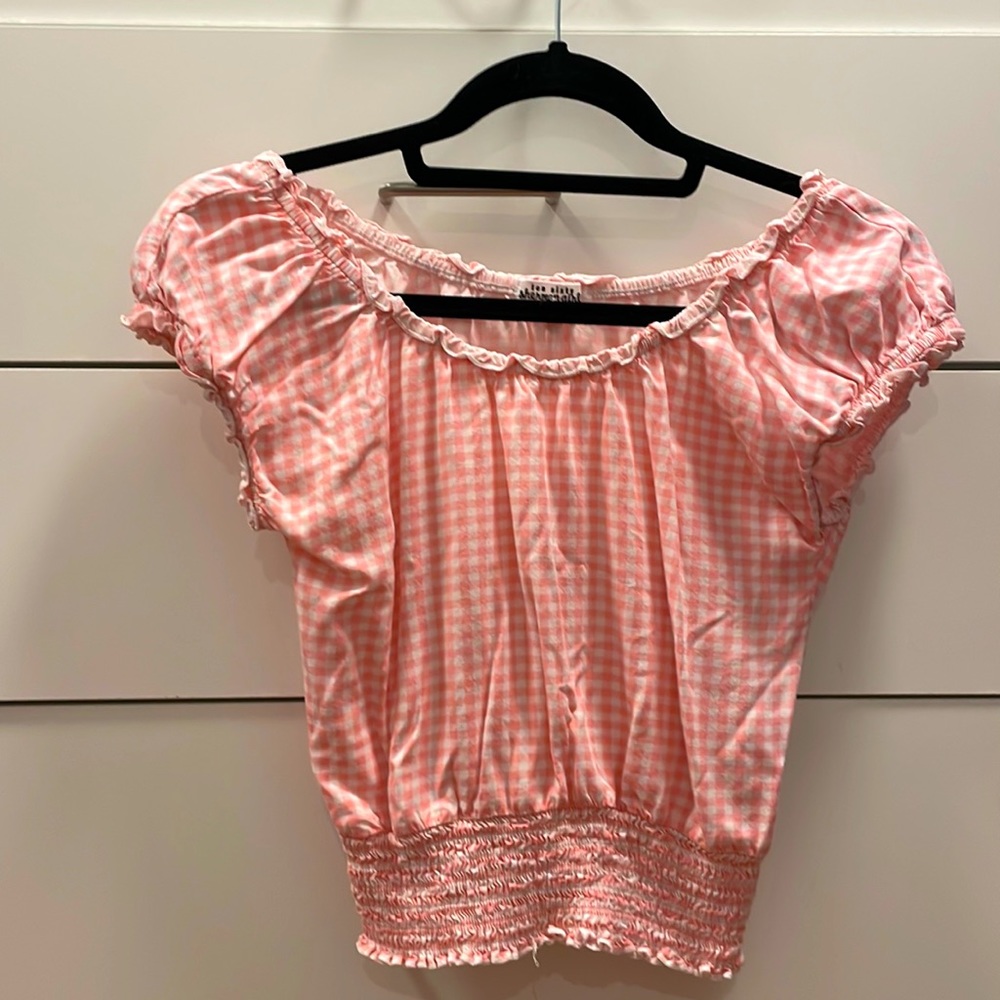 Pink and White Gingham Kids Short Sleeve Top